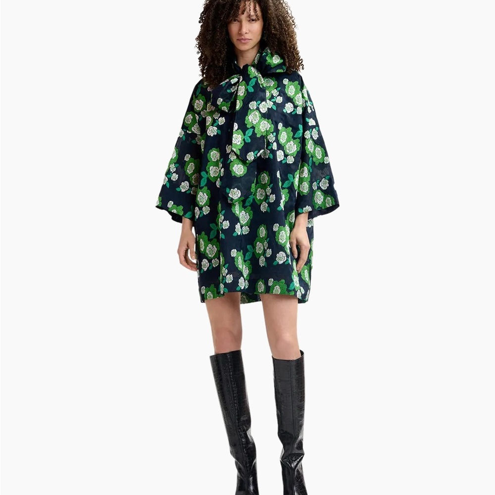 Floral Long Sleeve Dress - Green and Black